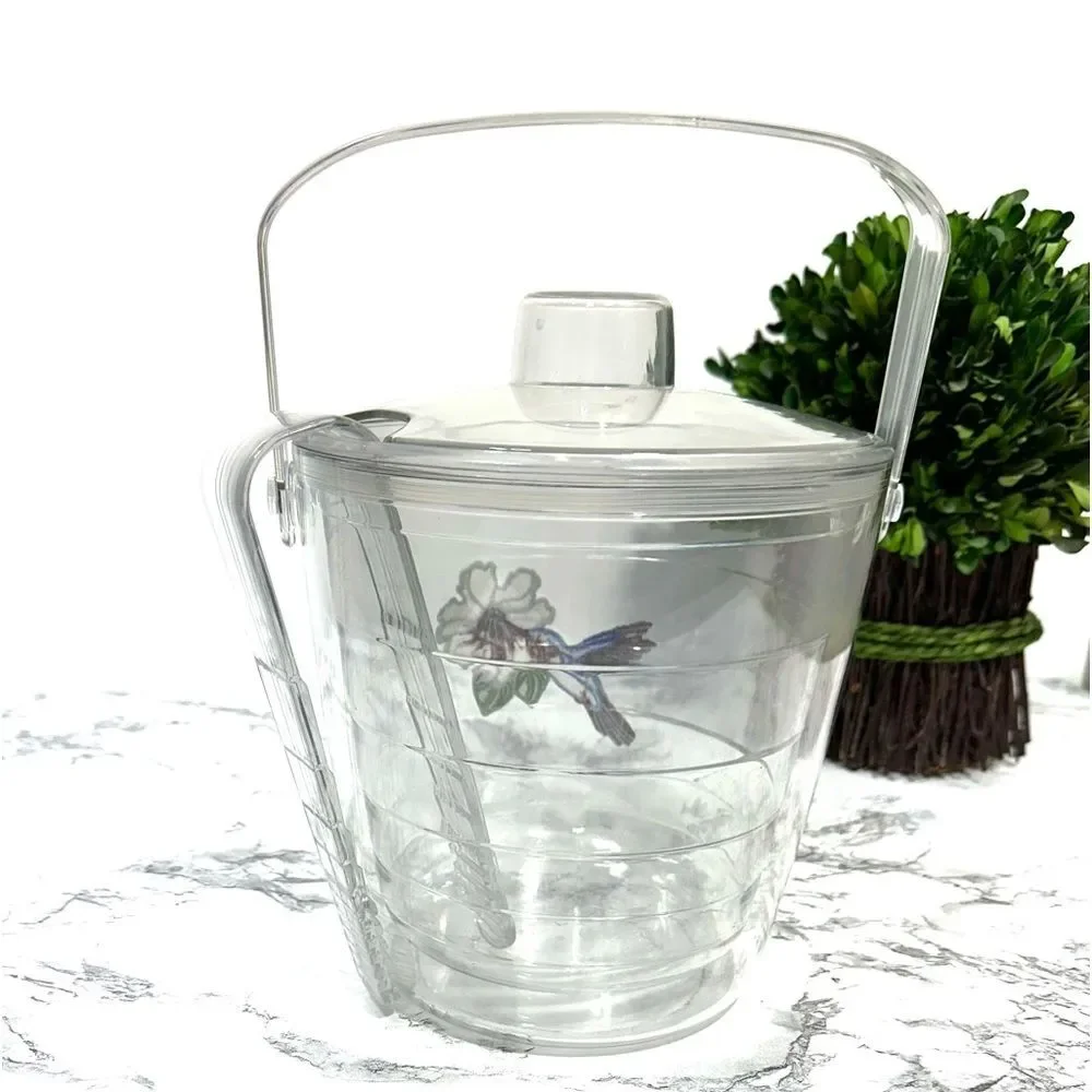 Tervis Discontinued Insulated Ice Bucket Tongs with Emblem Lid Hummingbird